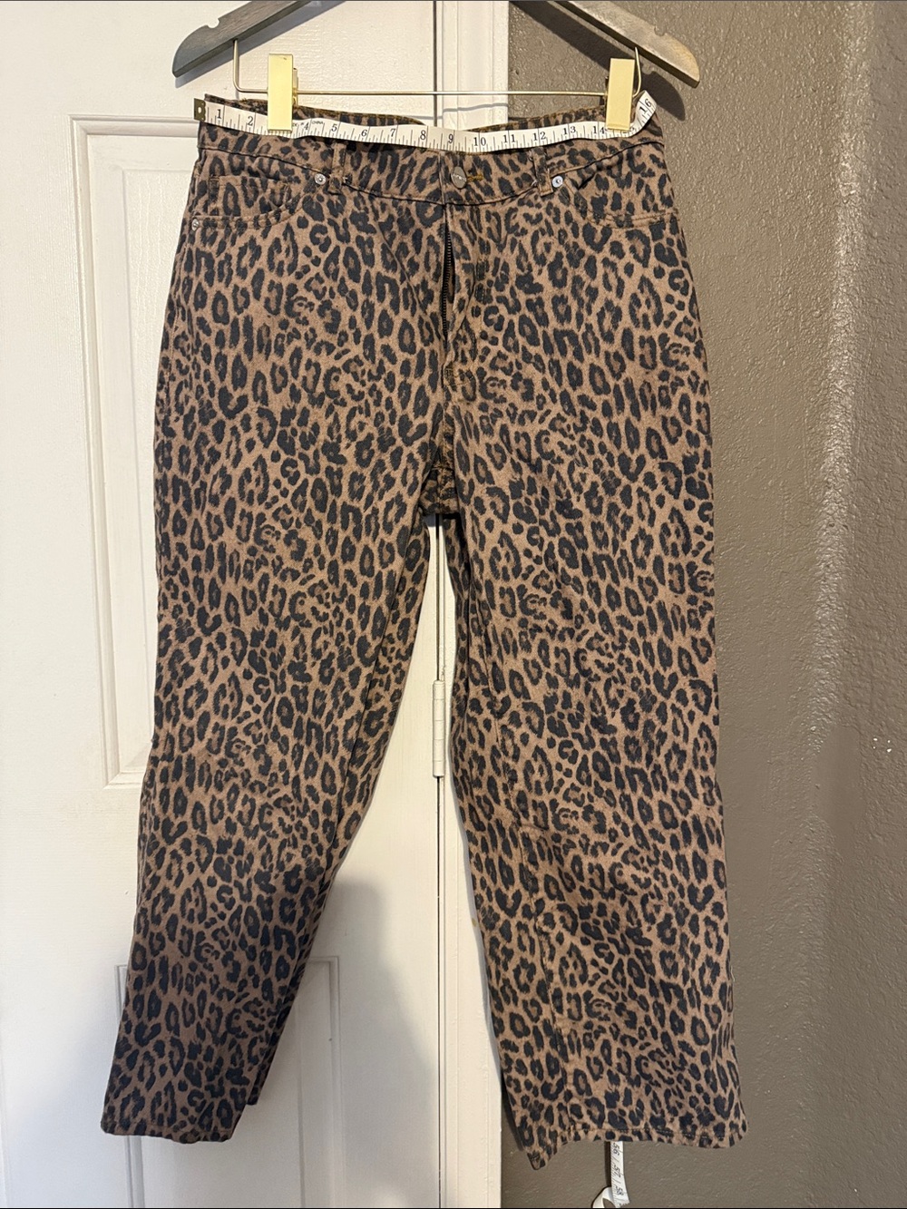Express Leopard Print Straight Leg Jeans - Brown & Black